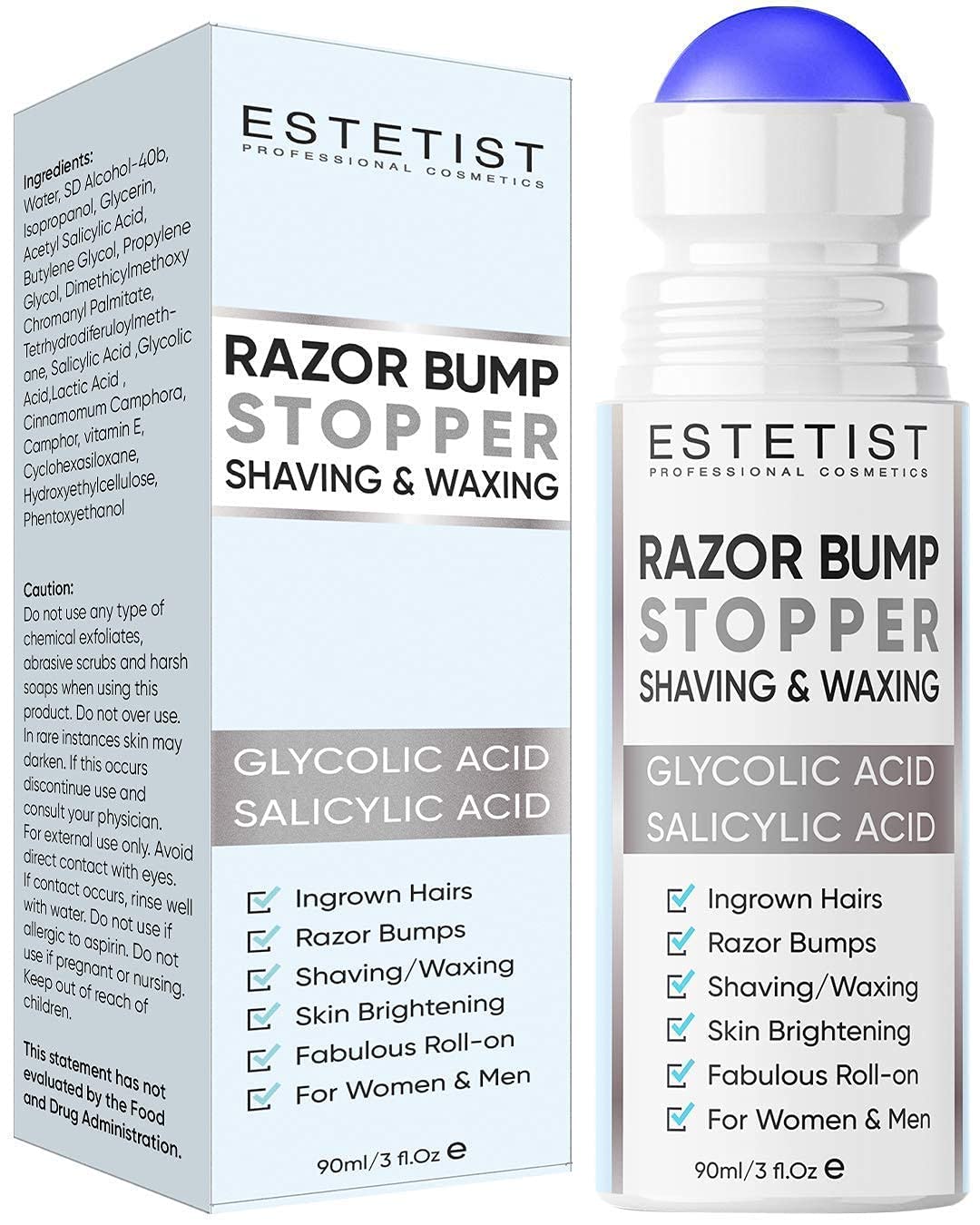 Razor Bump Stopper After Shave Solution for Ingrown Hair and V Shaped Slimming Face Mask - Double Chin Reducer, Face Lift Tape Tightening Mask