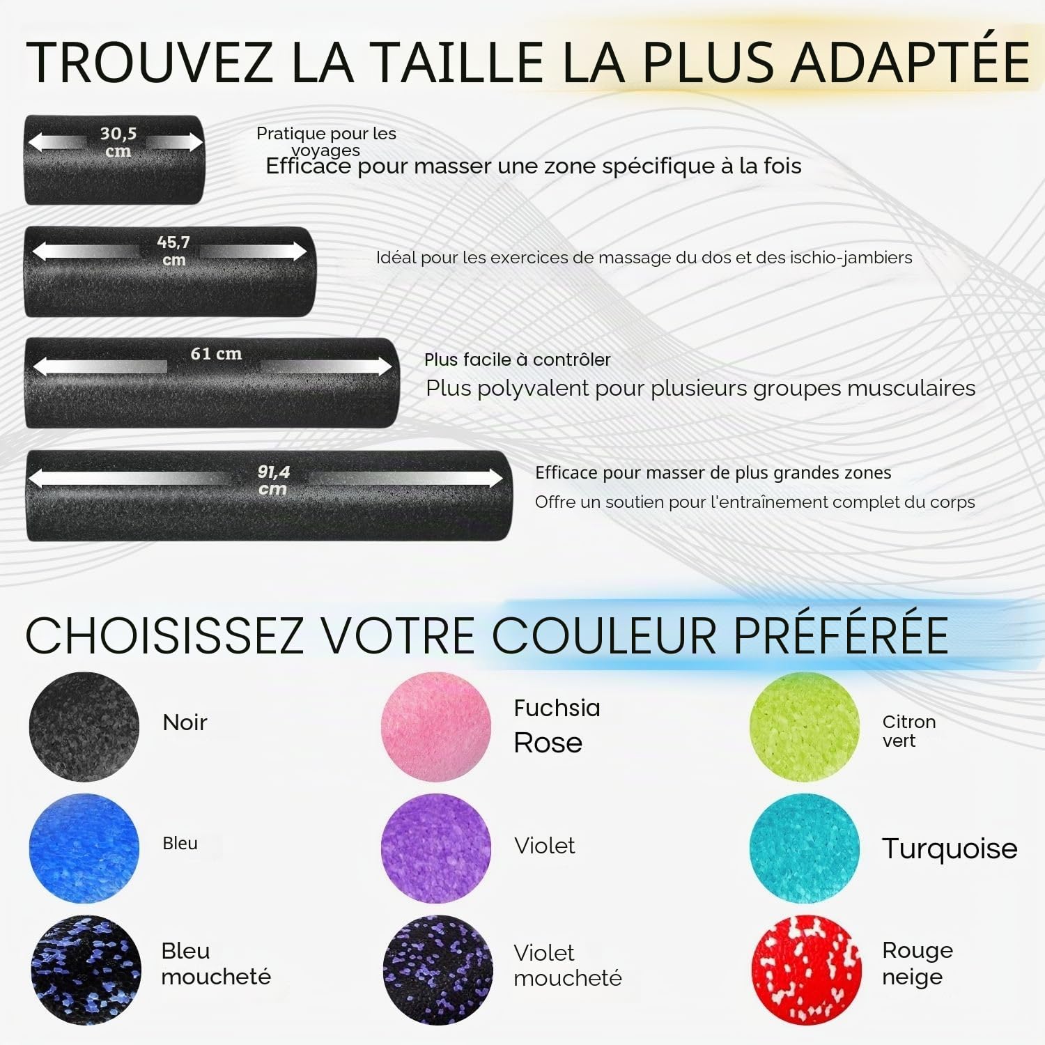 Yes4All Rouleau Mousse Rond en EPP Haute Densité pour le Dos, Rouleau d’Exercice pour Yoga, Pilates & Étirements - 30, 45, 60, 90 cm