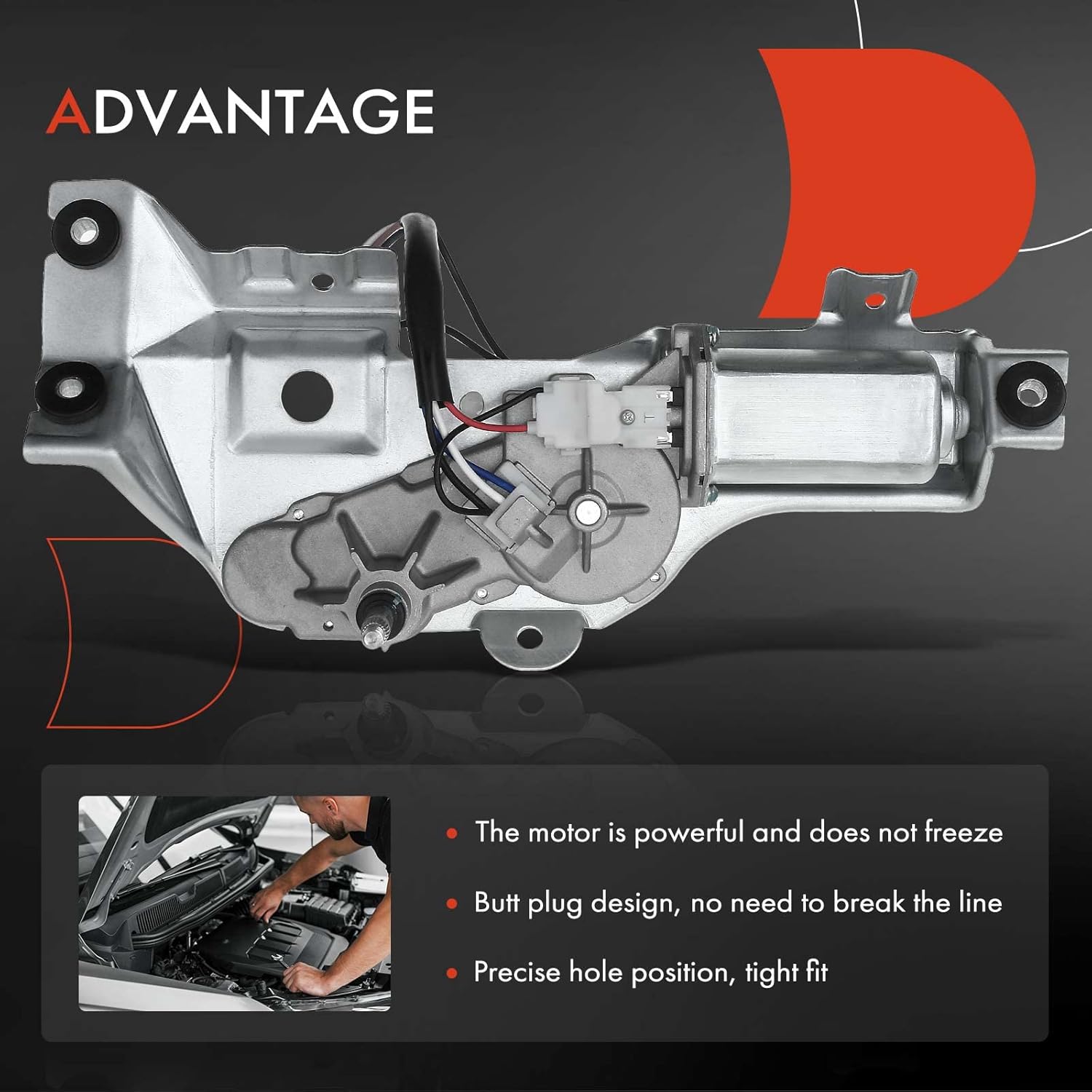 A-Premium Rear Windshield Wiper Motor Compatible with Subaru & Saab Vehicles - Impreza 2005-2007, 9-2X 2005-2006, 4-Pin