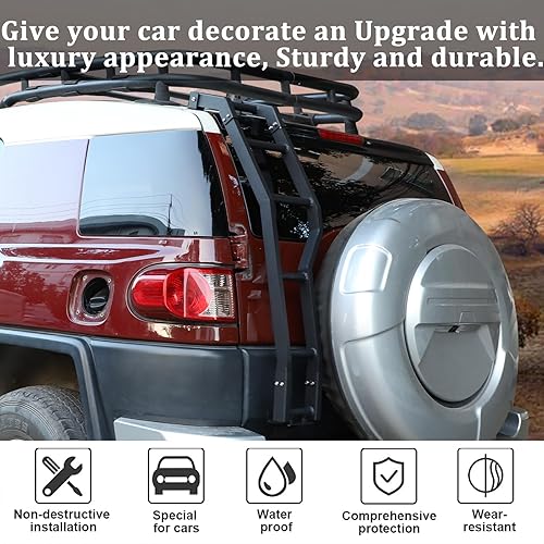 Miniatura 3 de Escalera para portón trasero compatible con toyot @FJ Cruiser 2007-2021, soporte de montaje de escalera de puerta trasera automotriz, accesorios de