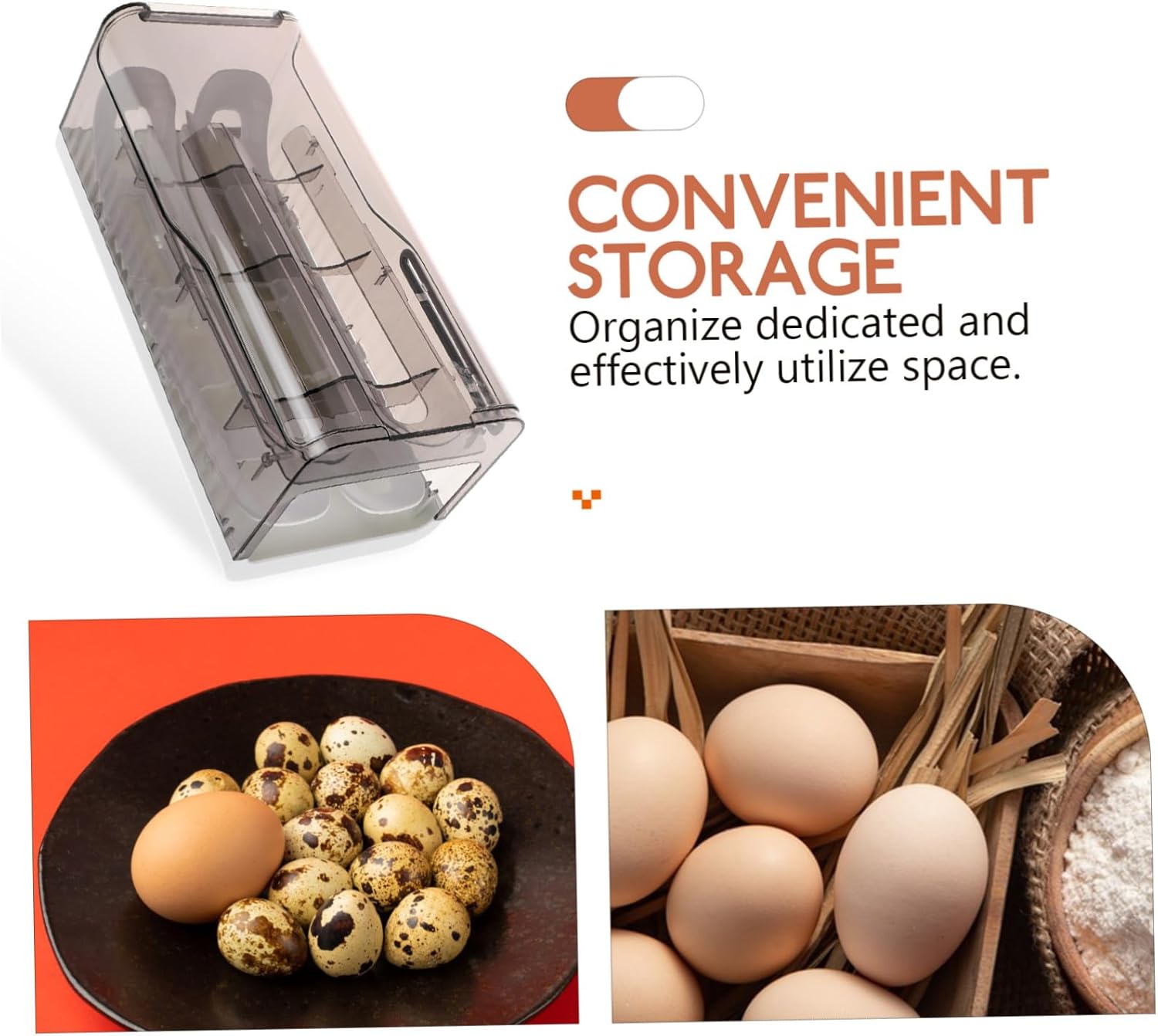 BESTOYARD Fresh Eggs Dispenser for Fridge Plastic Egg Holder with Rolling Down Design for Refrigerator Space Saving Kitchen Storage Elegant