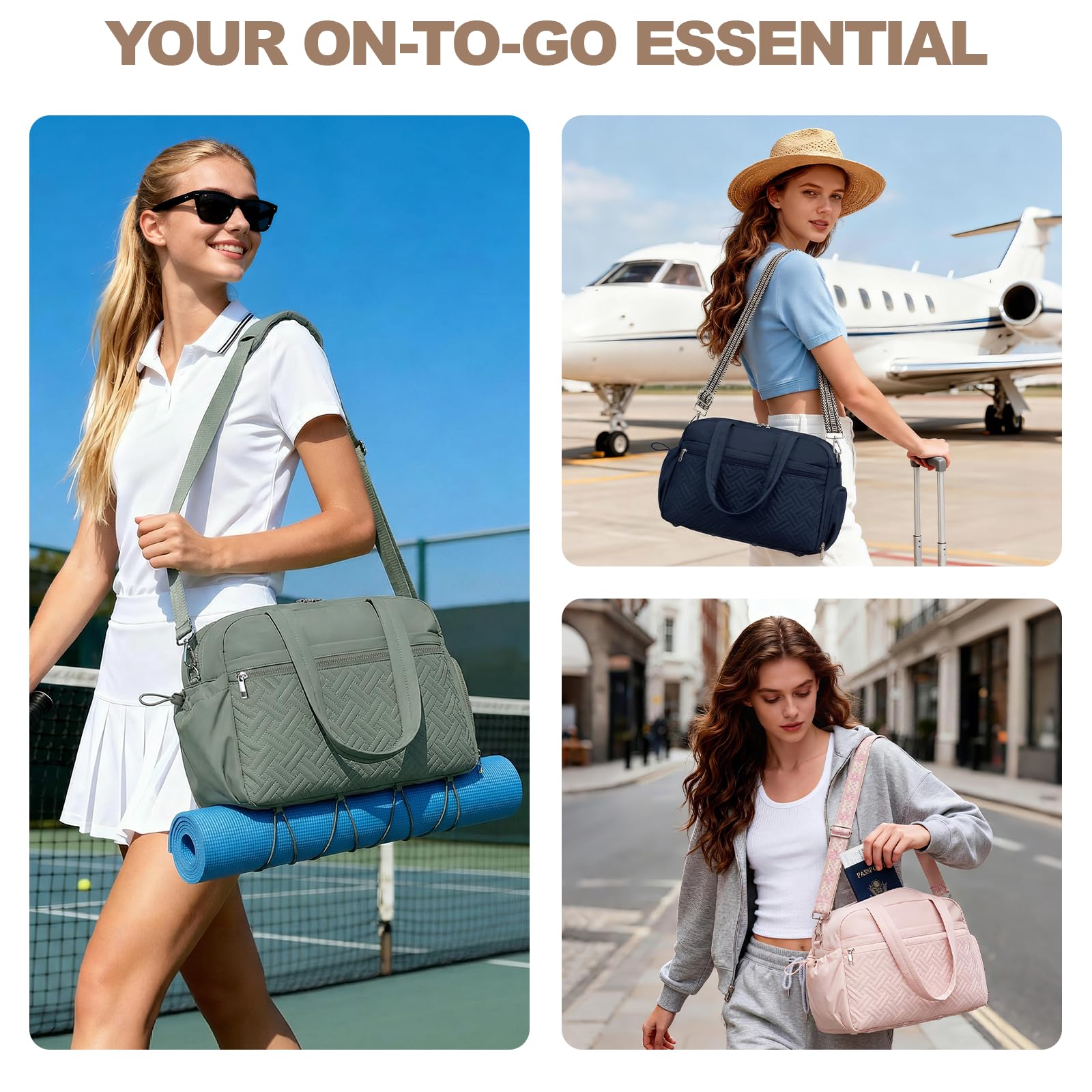 SYTRAH Gym Bag for Women, Lightweight Workout Duffle Bag with Shoe & Wet Separation for Gym, Yoga, Travel & Overnight, Stylish Sports Bag with Adjustable Shoulder Strap Green - 3