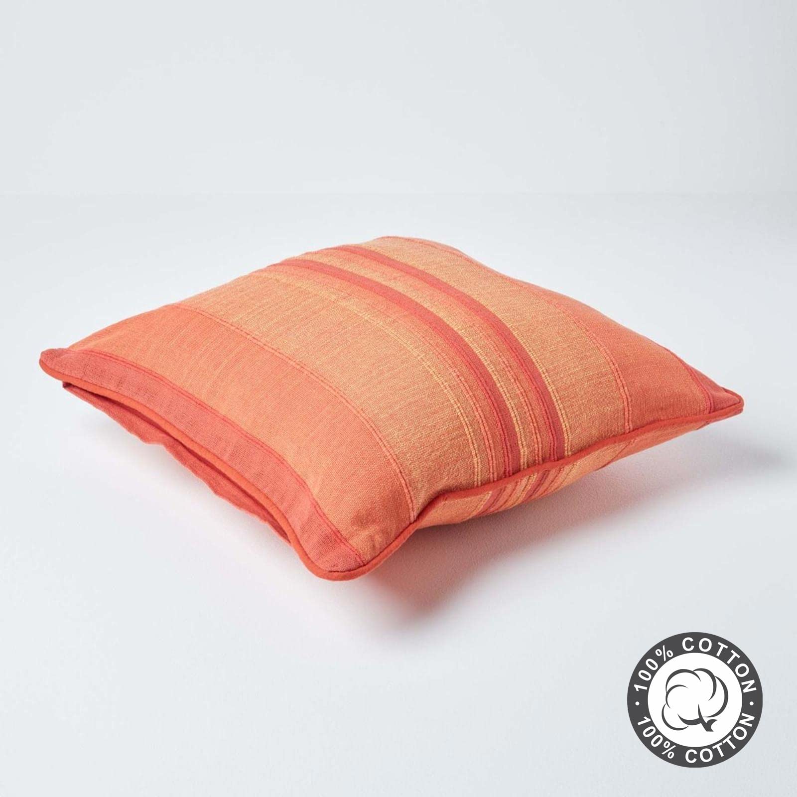 HOMESCAPES Federa per cuscino a righe, motivo: Morocco arancione, 45 x 45 cm