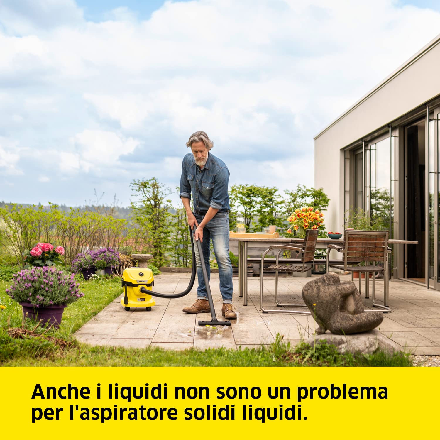 KÄRCHER aspiratore solidi liquidi a batteria WD 2-18 V-12/18, filtro, tubo di aspirazione: 1,8m, contenitore in plastica: 12 l, funz. soffiante, utilizzabile con batteria 18V non inclusa