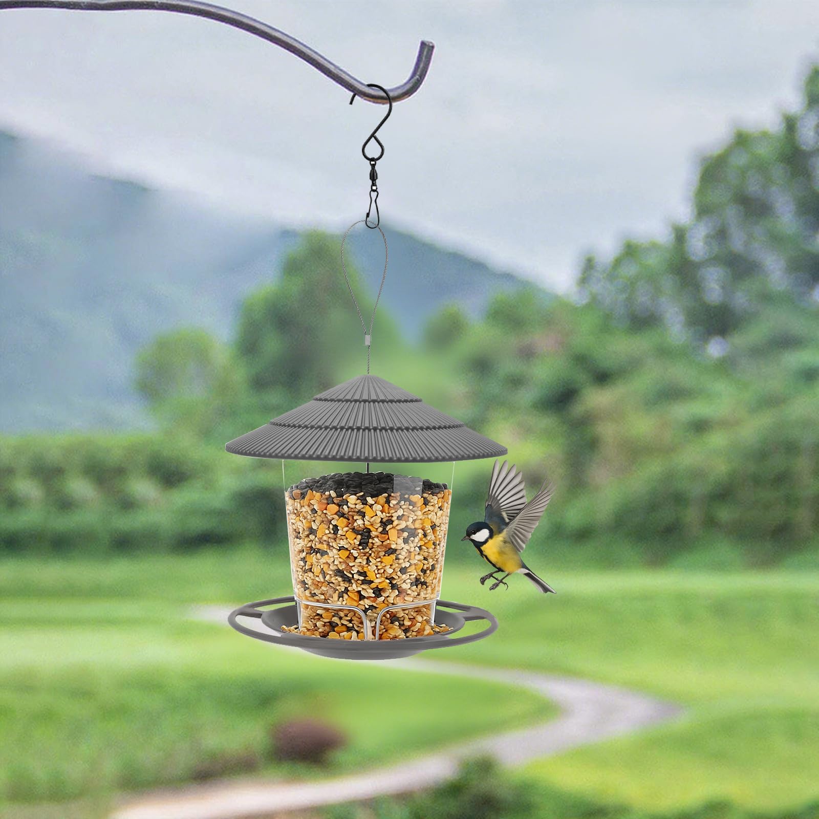 Vogelfutterhaus Zum Aufhängen – 50,8 Cm Groß, Aus Wetterfestem Glasfaser-Netz, Für Wildvögel, Geeignet Für Garten, Balkon & Terrasse
