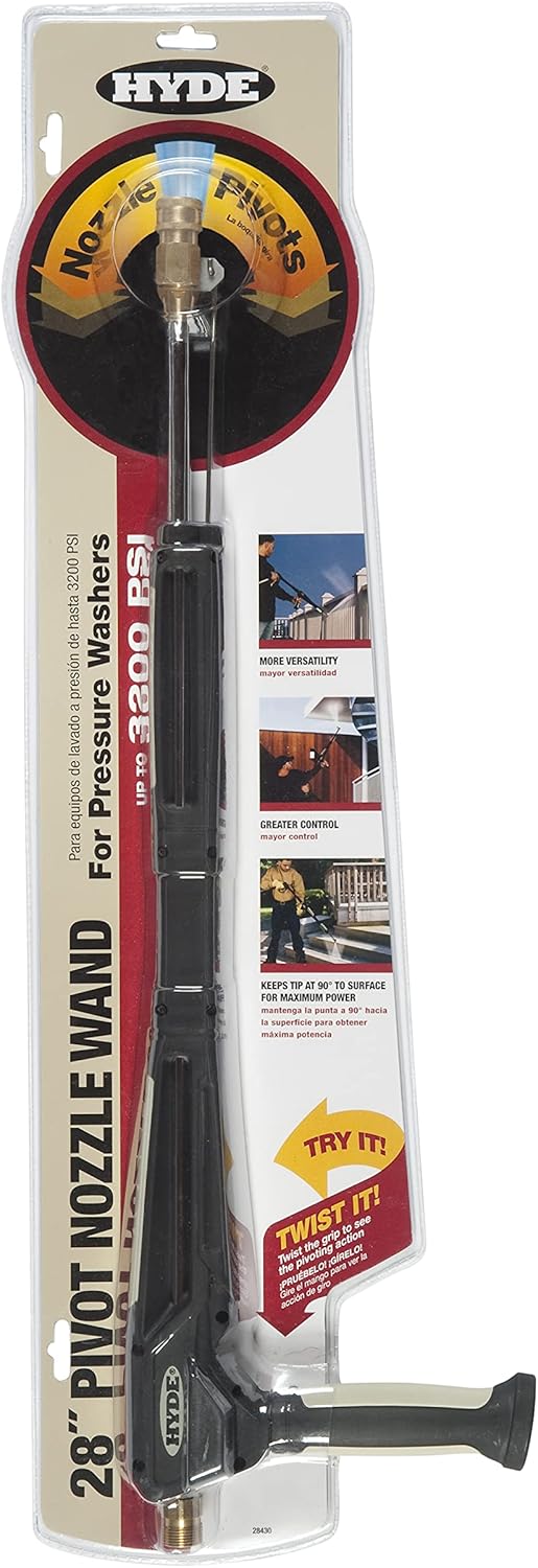 HYDE 28450 Pivot Nozzle Wand, 4000 PSI, Stainless Steel