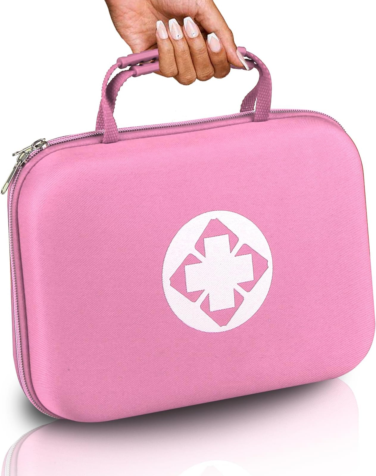 AMORNING Home-Car First-Aid Emergency-Kit Camping-Essentials - 300Pcs Car Survival Set First Aid Handheld Bag Multiple Purpose Pink Case Outdoor Backpacking Gear for Disaster Preparedness