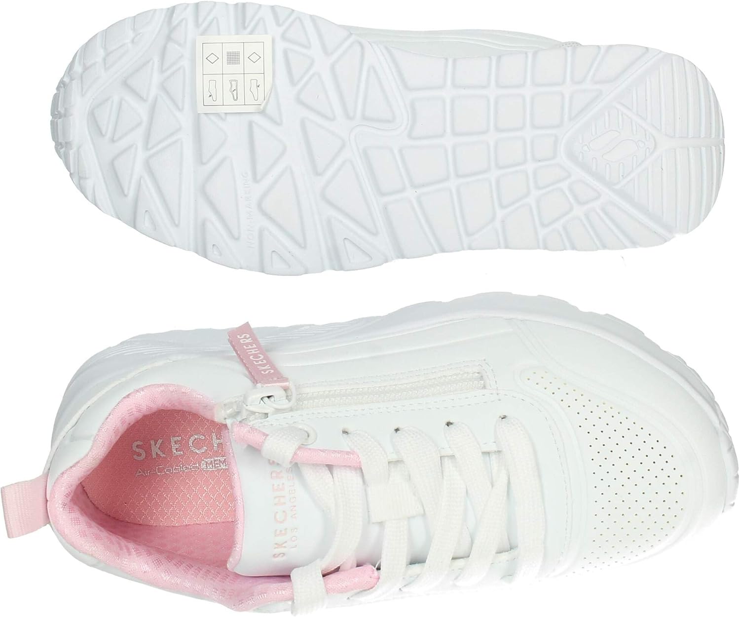 Skechers Kids Girls Uno Lite - Easy Zip Sneaker, White, 1.5 Little Kid - Image 8