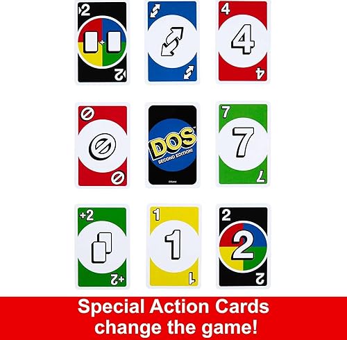 Miniatura 5 de Mattel Games DOS Juego de cartas de segunda edición para niños y familias, baraja accesible para daltónicos para grupos y fiestas