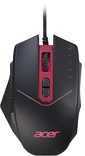 Acer Nitro Gaming Mouse (4200 DPI, Adjustable with Four Levels and Eight Buttons, Including Burst Fire, LED Lighting, Optional Weights (4x 5g)) Red/Black