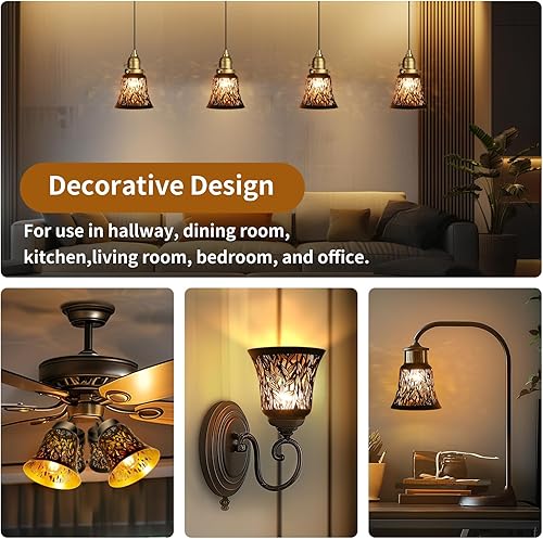 Vista 7 de ALUCSET - Paquete de 4 pantallas de luz colgantes, paquete de 4 repuestos para ventilador de techo con adaptador de 1-58 pulgadas, 4.72 pulgadas