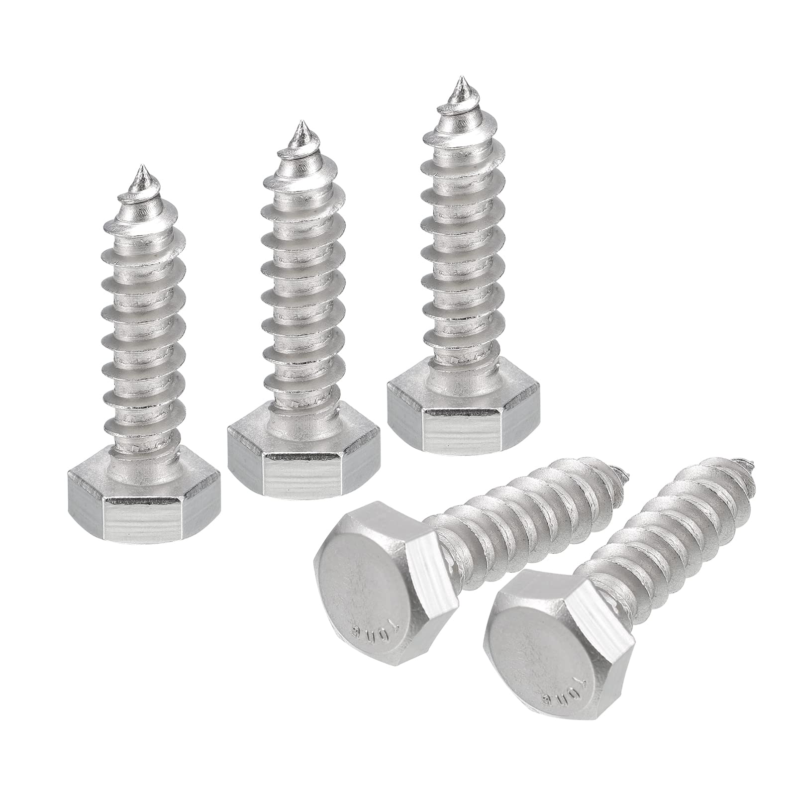 uxcell Hex Head Lag Screws Bolts, 10pcs 5/16" x 1-1/4" 304 Stainless Steel Partial Thread Wood Screws