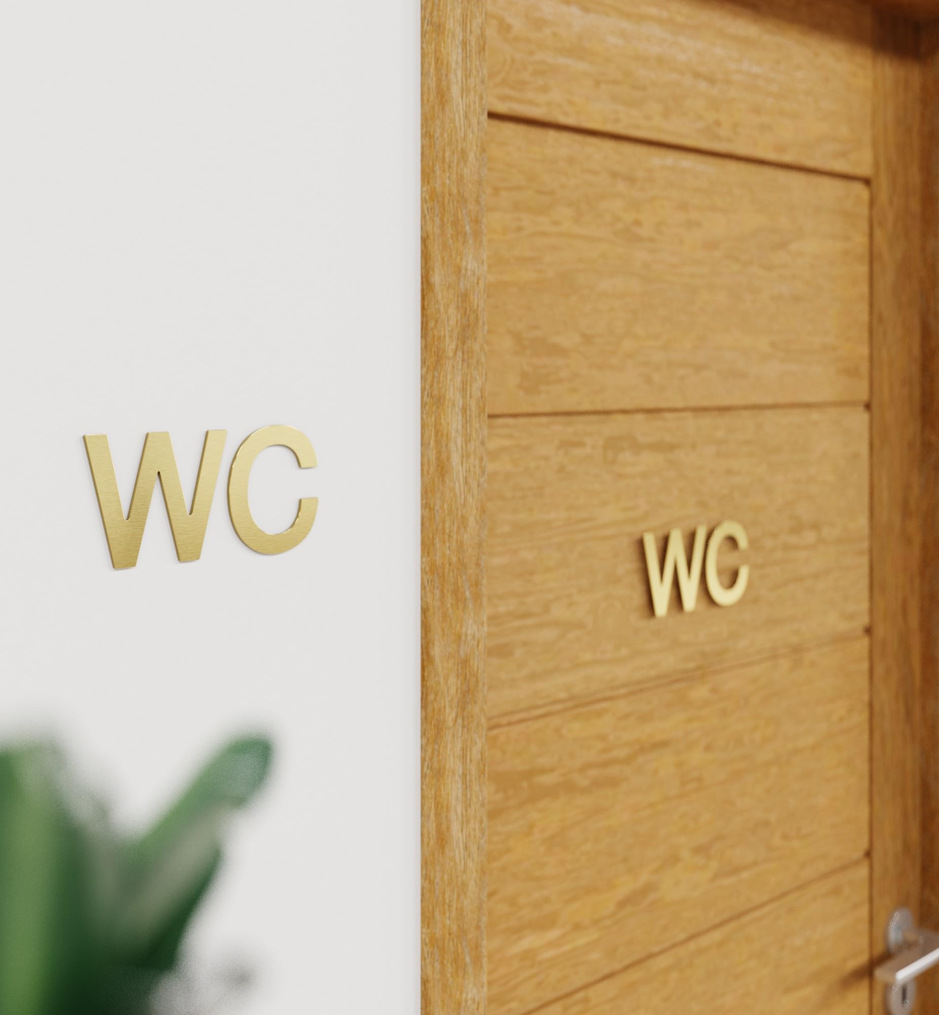 Messing WC-Schild - selbstklebend & pflegeleicht - Design Toiletten-Schild SW-01-M