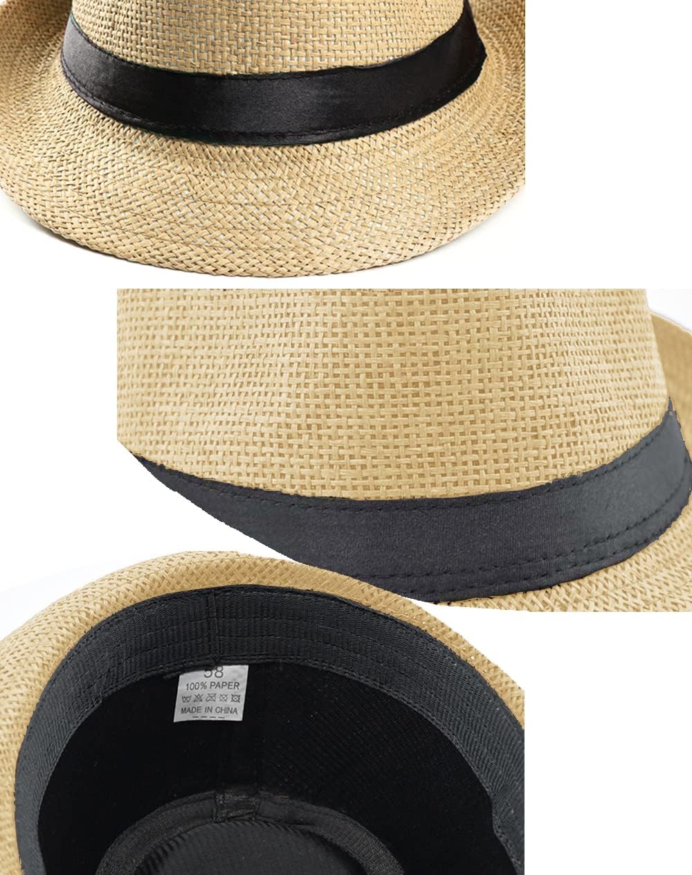 Gionforsy 4 Pack Mens Fedora Hat Classic 1920s Hat Short Brim Fedora Hats Summer Beach Panama Hat for Men Women - Image 6