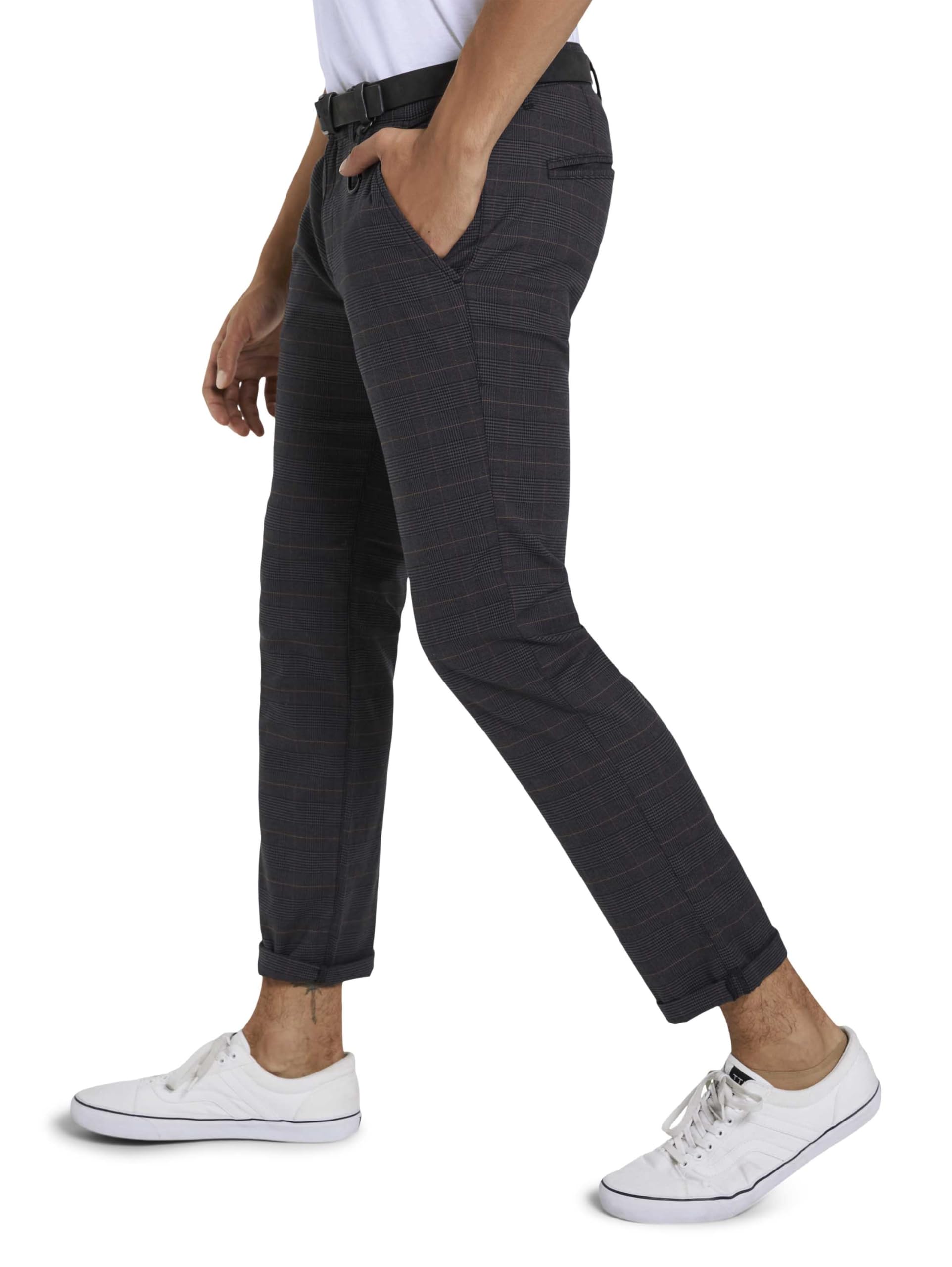 TOM TAILOR Denim 1020451 Proste spodnie chinosy z paskiem Mężczyźni