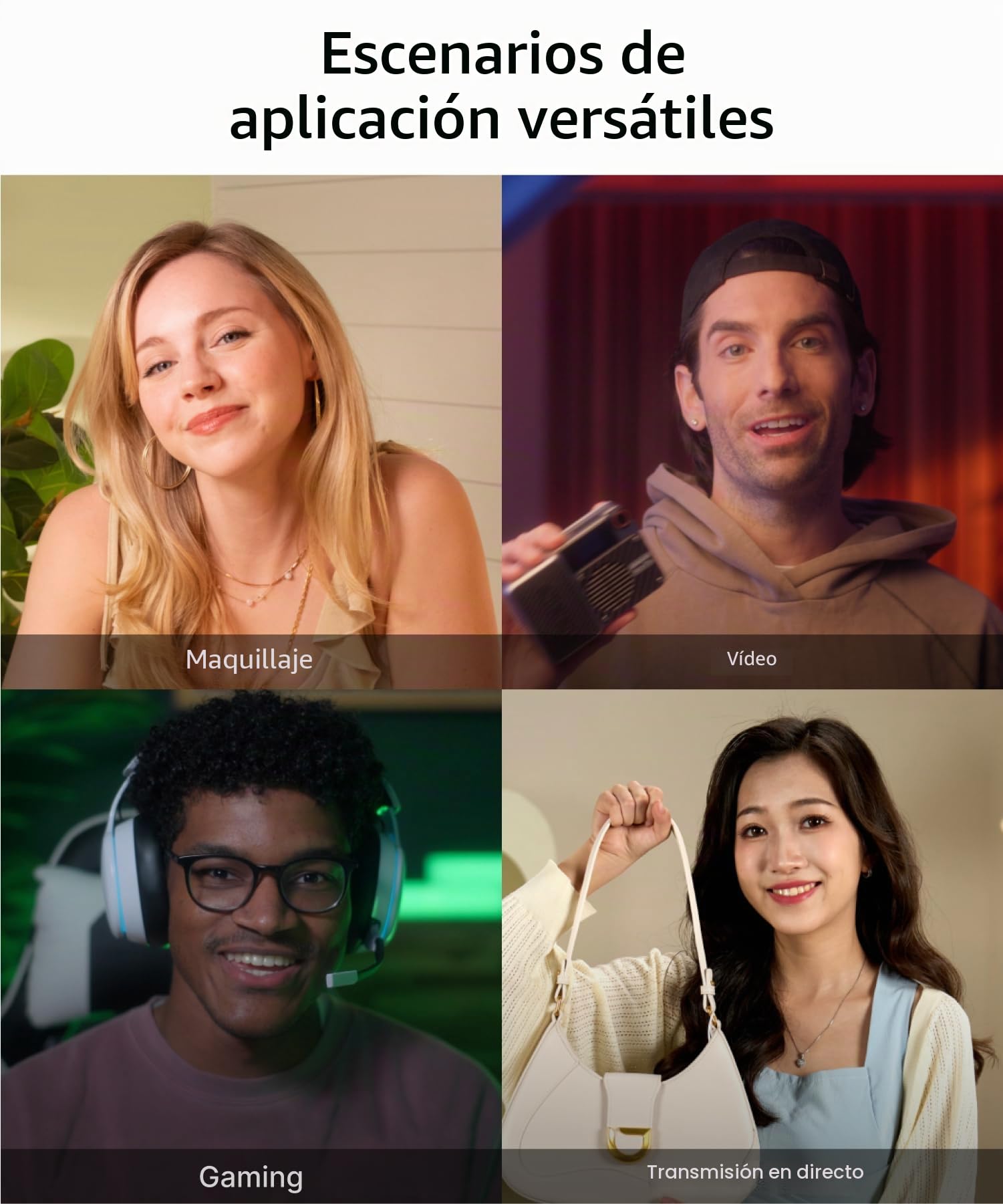 amaran Verge Luz Principal Bicolor para Escritorio, Panel LED Suave 2700K–6500K, CRI 96, Control Frontal y Alimentación por USB-C, para Streaming, Videollamadas y Creación de Contenido – Carbón