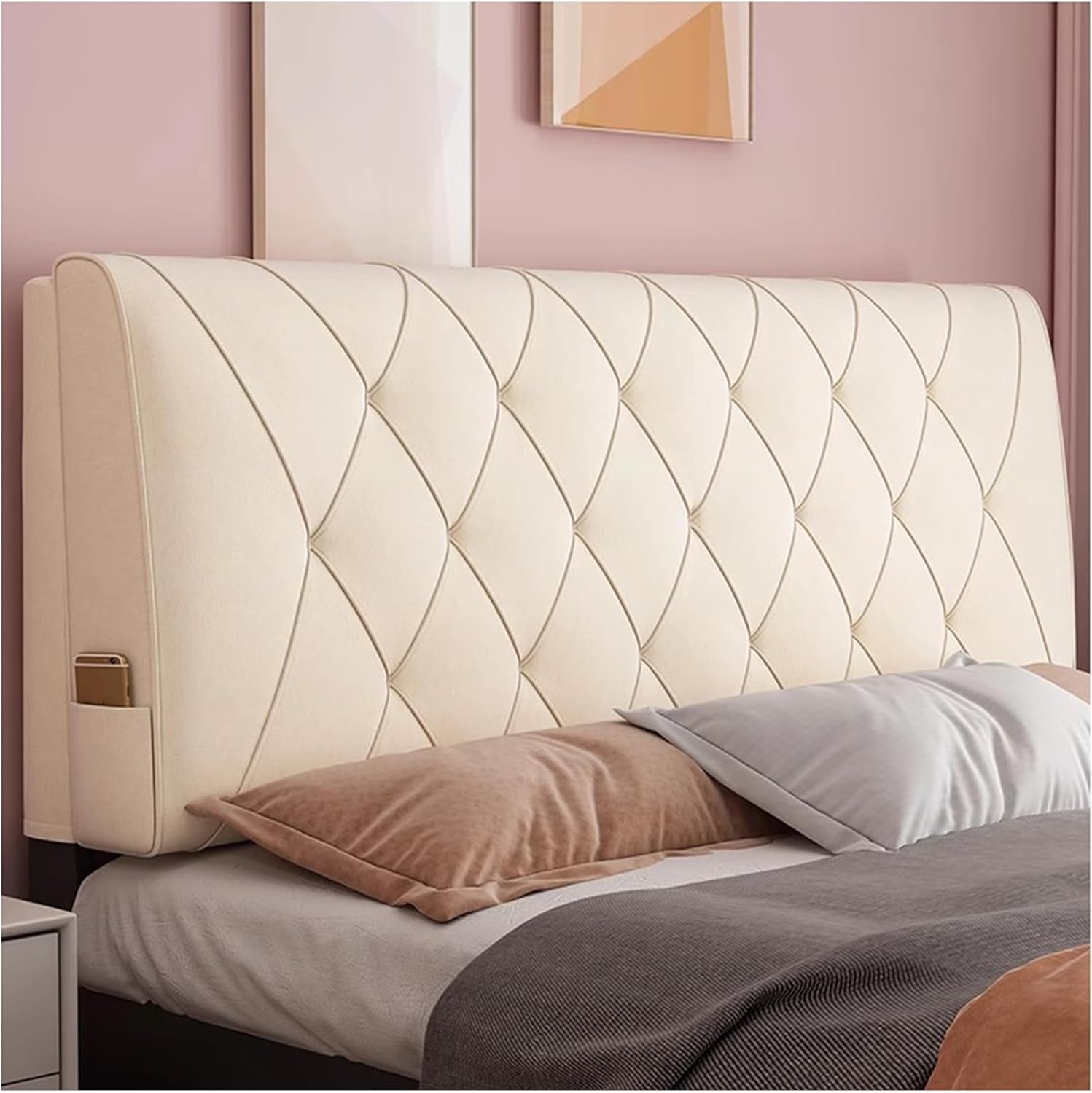 Rectangle Headboard Cushion Bedside Support Cushion Large Backrest, Solid Color Headboard Pillow Wedge Reading Backrest Reading Rest Pillow,Blue,Paste 90 cm