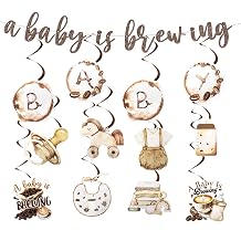 Coffee Baby Shower Decorations, 21pcs A Baby is Brewing Decoration Banner Hanging Swirl Streamer for Coffee Something Sweet is Brewing Gender Reveal Baby Shower Decoration