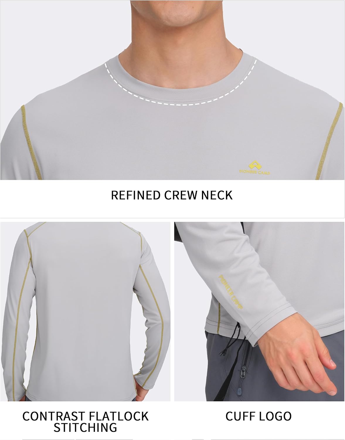 Pioneer Camp Men's Long Sleeve Quick Dry Shirts Athletic T-Shirt Lightweight Breathable Workout Hiking Running Sports Tops - Image 5