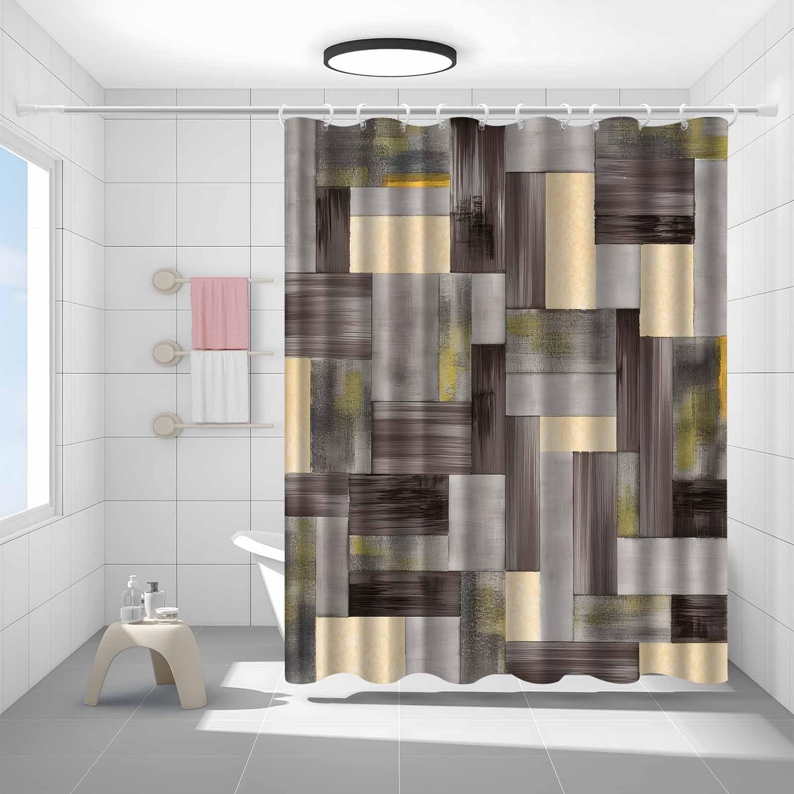 Rideau de douche géométrique anti-regards pour salle de bain humide 175x175cm