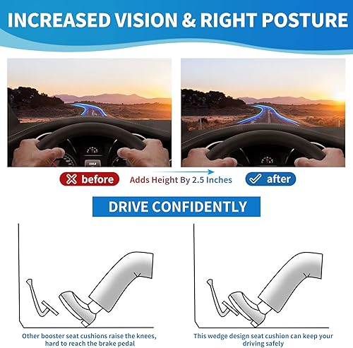 Miniatura 3 de kingphenix Cojín de asiento de automóvil de alta calidad, cojín de espuma viscoelástica para mejorar la vista de conducción, alivio del dolor de