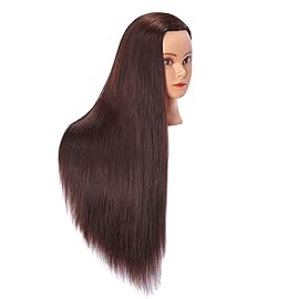 Hairlink 26-28\'\' Mannequin Head Synthetic Fiber Hair Styling Training Head Dolls for Cosmetology Manikin Maniquins Practice Head with Stand (6611LB0420)