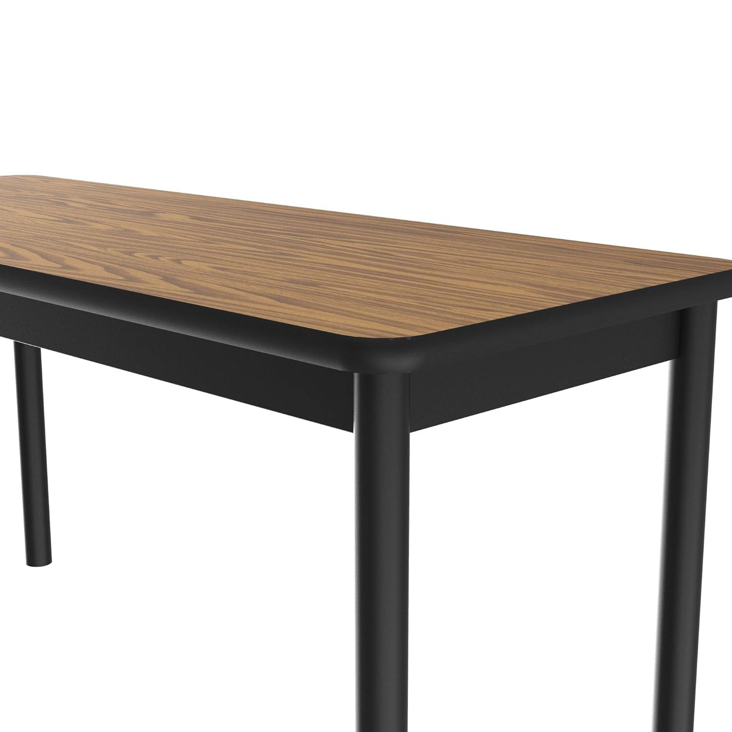 Correll LT3048-06 Lab Table, 36" Standing / Stool Height, 30" x 48" Medium Oak High-Pressure Laminate Top with Black Frame , Rock Solid Commercial Quality