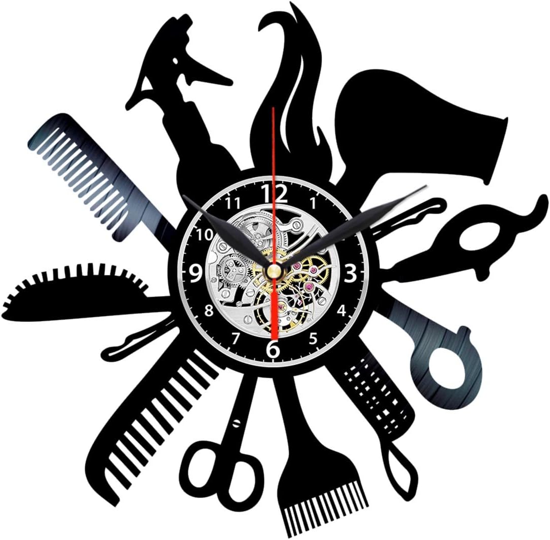 Hairdresser Vinyl Clock Record Wall Art Hair Salon