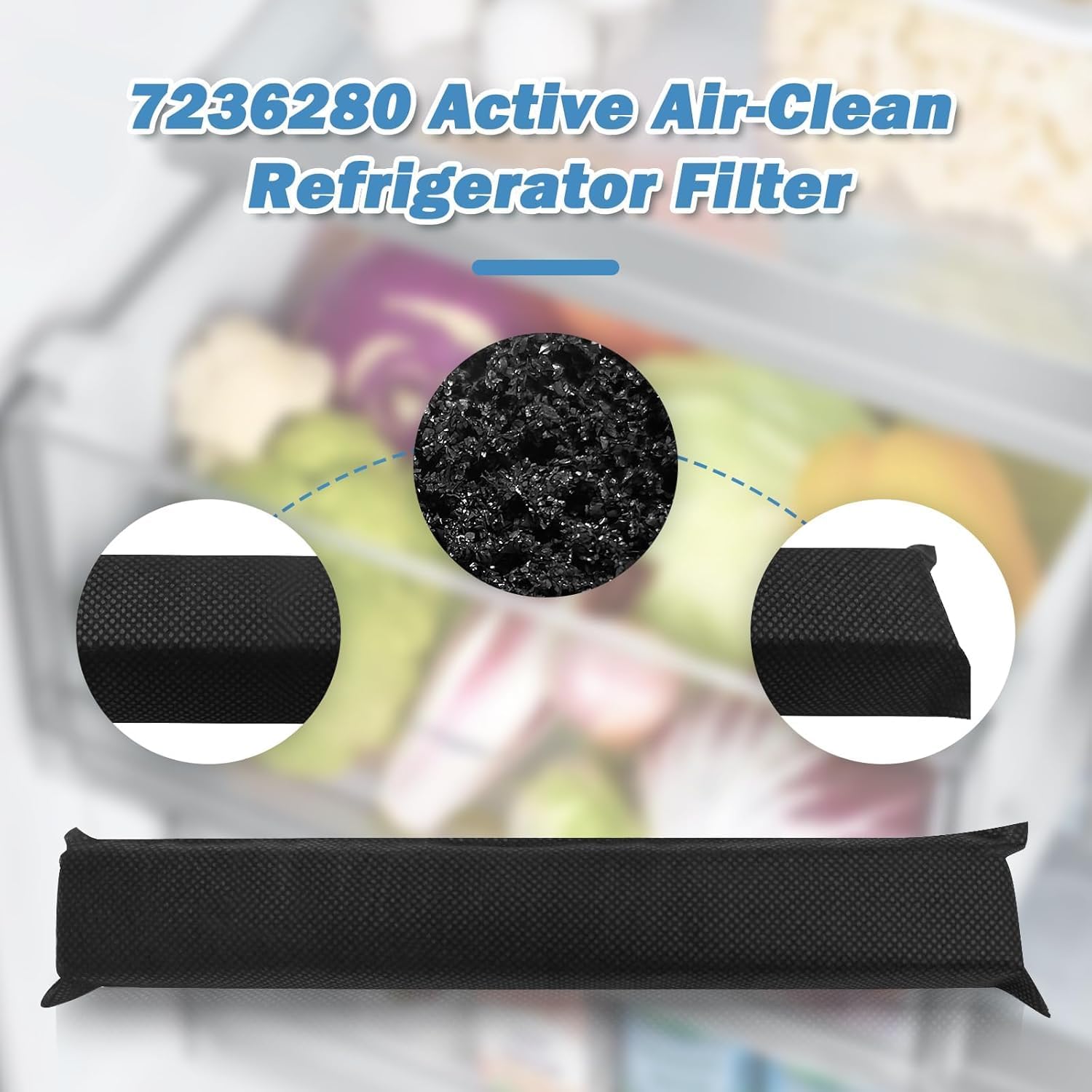 7236280 Active Air-Clean Filter Compatible with Miele Refrigerator, 4-Pack Odor-Absorbing Active AirClean Carbon Refrigerator Filter