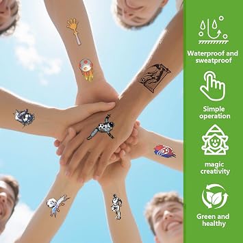 10 Sheets Football Temporary Tattoos for Kids - Waterproof Sticker Tattoos for Boys & Girls, Birthday Party Favors, Soccer Themed Decals