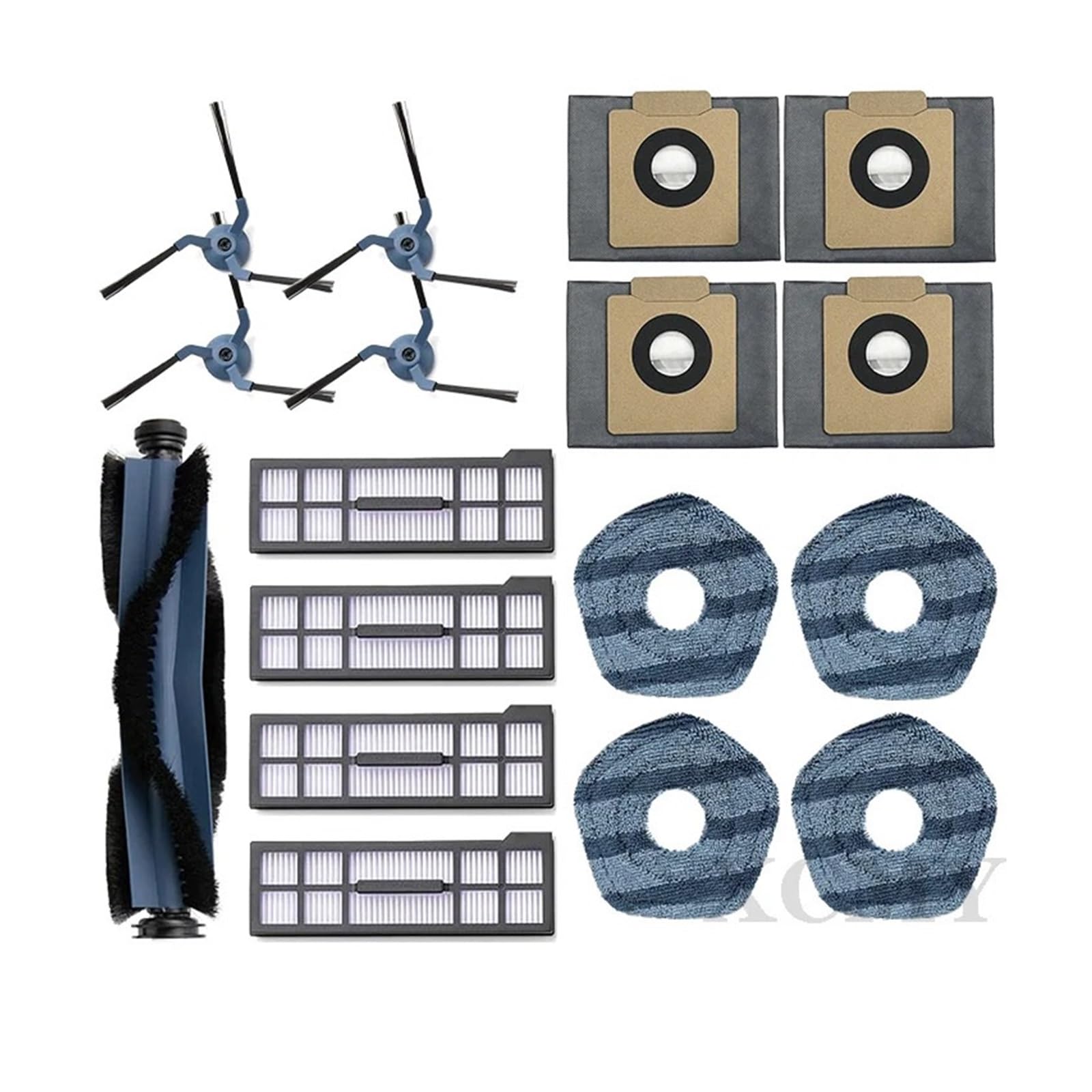 Compatible con Piezas de Robot Aspirador Eufy X10 Pro Omni, Cepillo Lateral Principal, paño de mopa, Filtro Hepa, Bolsa de Polvo, Accesorios, Piezas de Repuesto(Set 6)