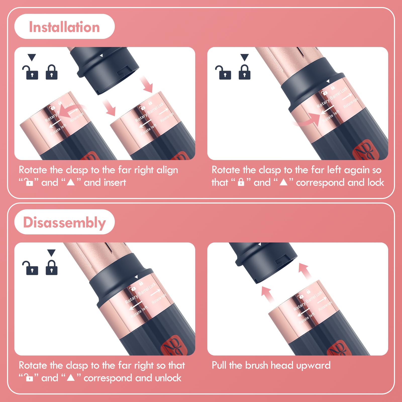 NDLT Hairstyler 5 in 1 Haartrockner Föhnbürste Glättbürste Lockenstab Rundbürste