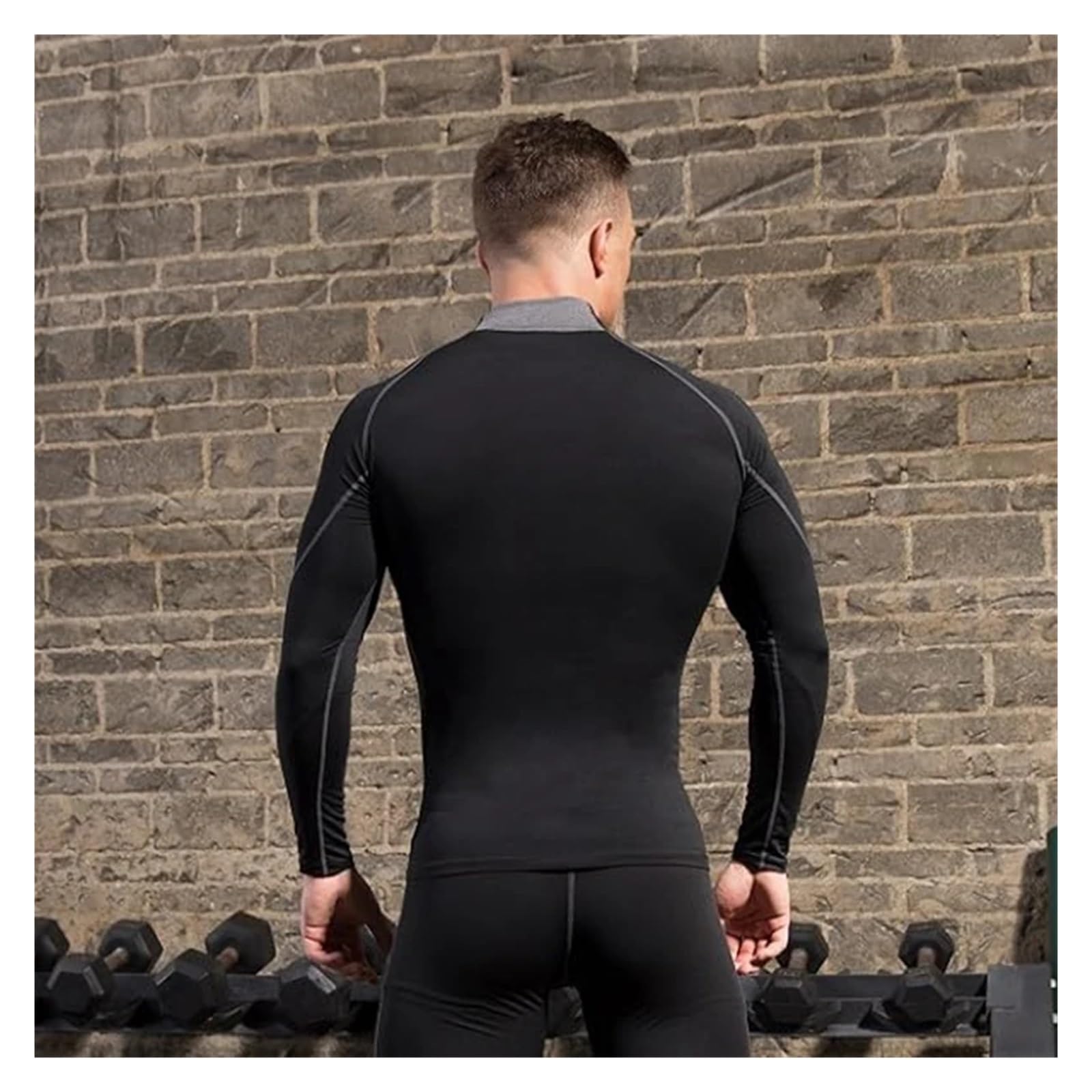 Camiseta Ajustada Deportiva de Manga Larga compresión Secado rápido con Cuello Alto for Hombre, Informal for Correr