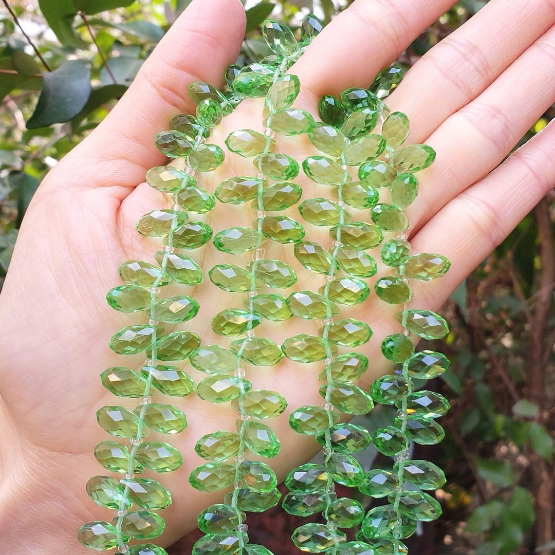 500pcs Czech 12mm Faceted Teardrop Briolette Crystal Glass Loose Beads Pendant Drop Spacer Bulk Peridot Green for DIY Jewelry Making CCT2-16 - Image 2