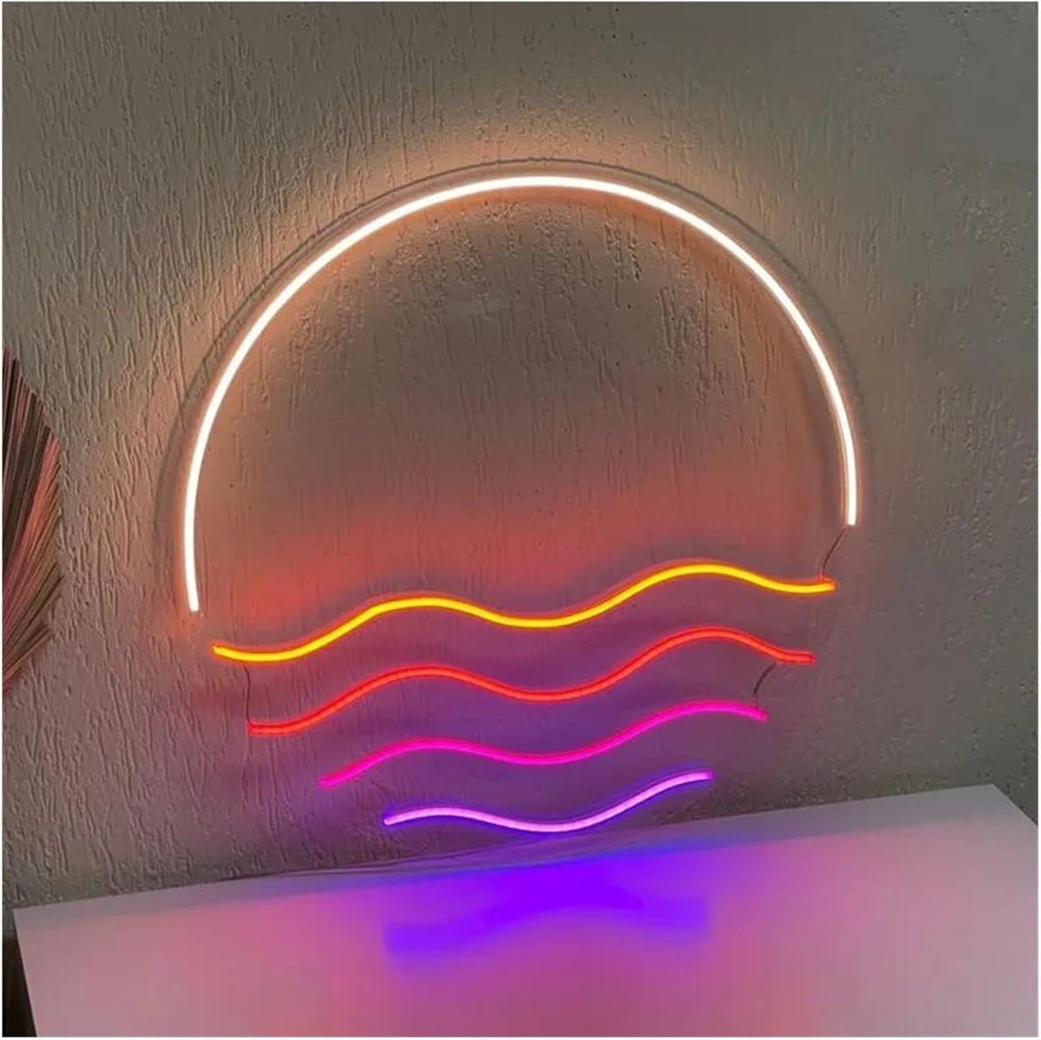 Enseigne au néon Sunset 40x40cm pour décoration d'intérieur et murale