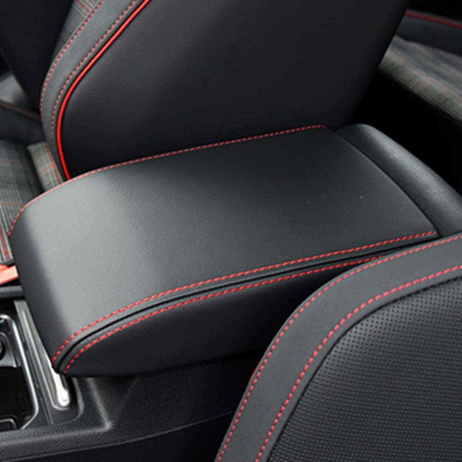 Armrest Box Protection Cover Compatible with Golf 8 MK8 2020 2021(Red Thread)