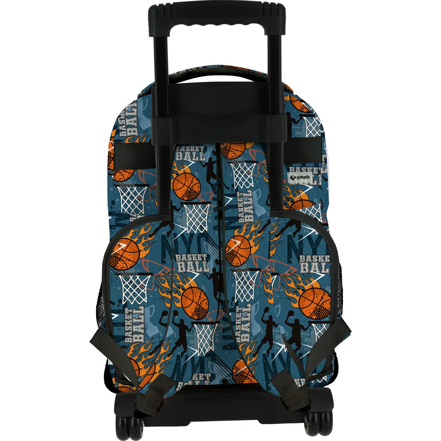 Grafoplas - Mochila Escolar con Ruedas, Carro Integrado, 29 Litros, 52x37x25cm, Modelo Roller, Colección Basketball Bits & Bobs, Perfecto Material Escolar Infantil y Primaria