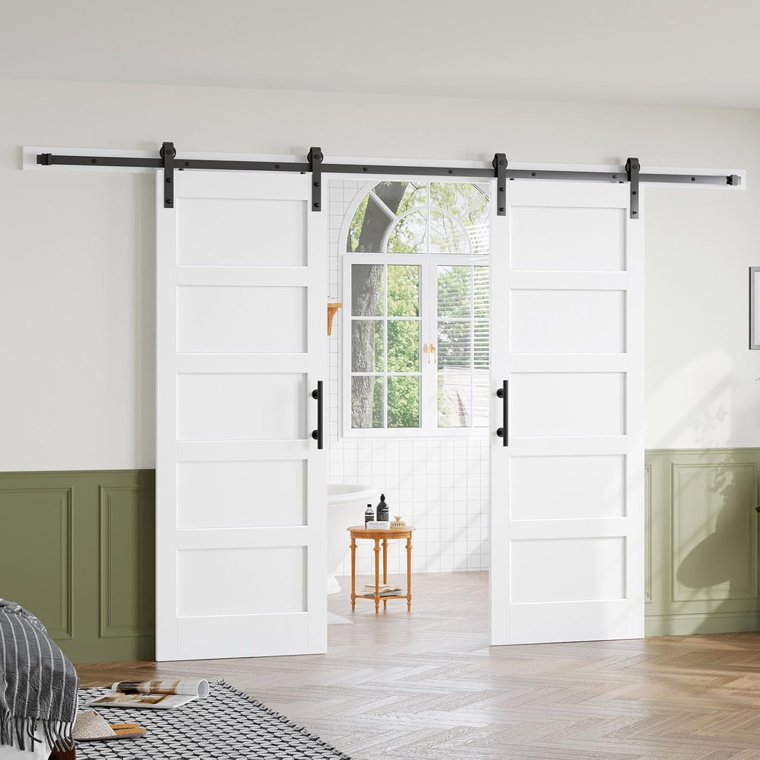 Fredbeck Double 28x84 White Doors with Hardware Included 56x84 Interior Doors