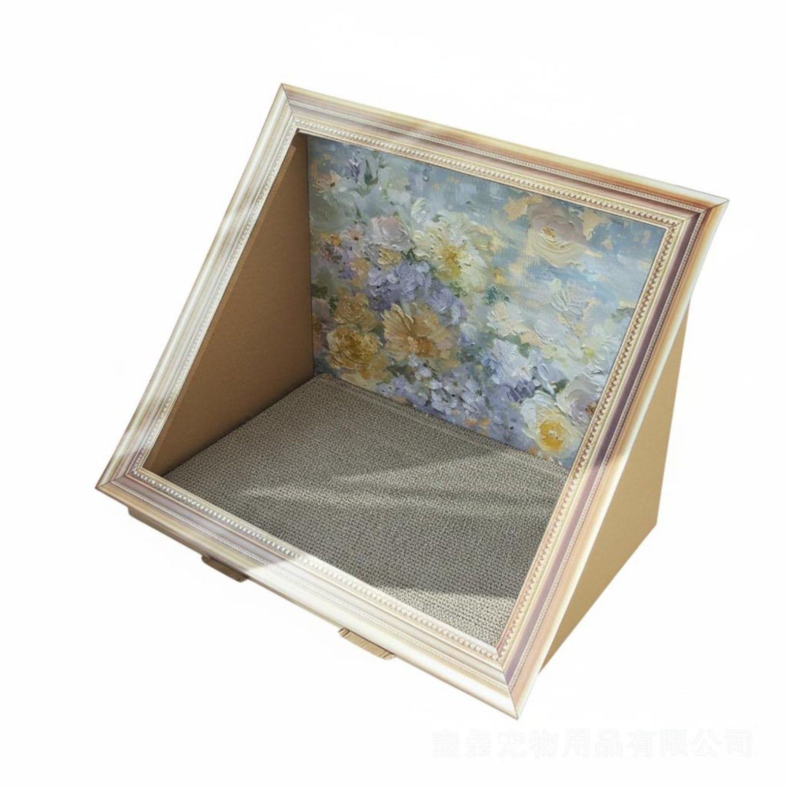 Griffoir pour Chat Cadre Peinture Ancienne Lounger Grattoir Lit Repos Carton Ondulé Robuste Deux Fonctions Surface Dense Confort Sécurisé Décoratif, Chat Peinture À L Huile