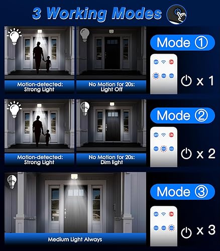 Miniatura 5 de MoKo Luces solares para exteriores, 222 LED de 3000 lm con sensor de movimiento, luces para exteriores con control remoto, luz de inundación solar