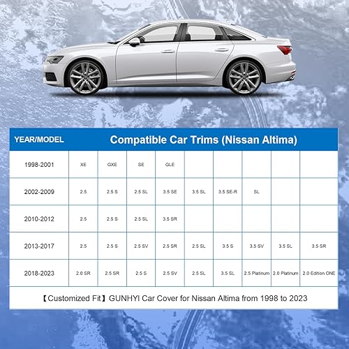 Miniatura 5 de GUNHYI Funda para automóvil Nissan Altima, impermeable, para todo tipo de clima, ligera, cubierta exterior completa para automóviles, exteriores,