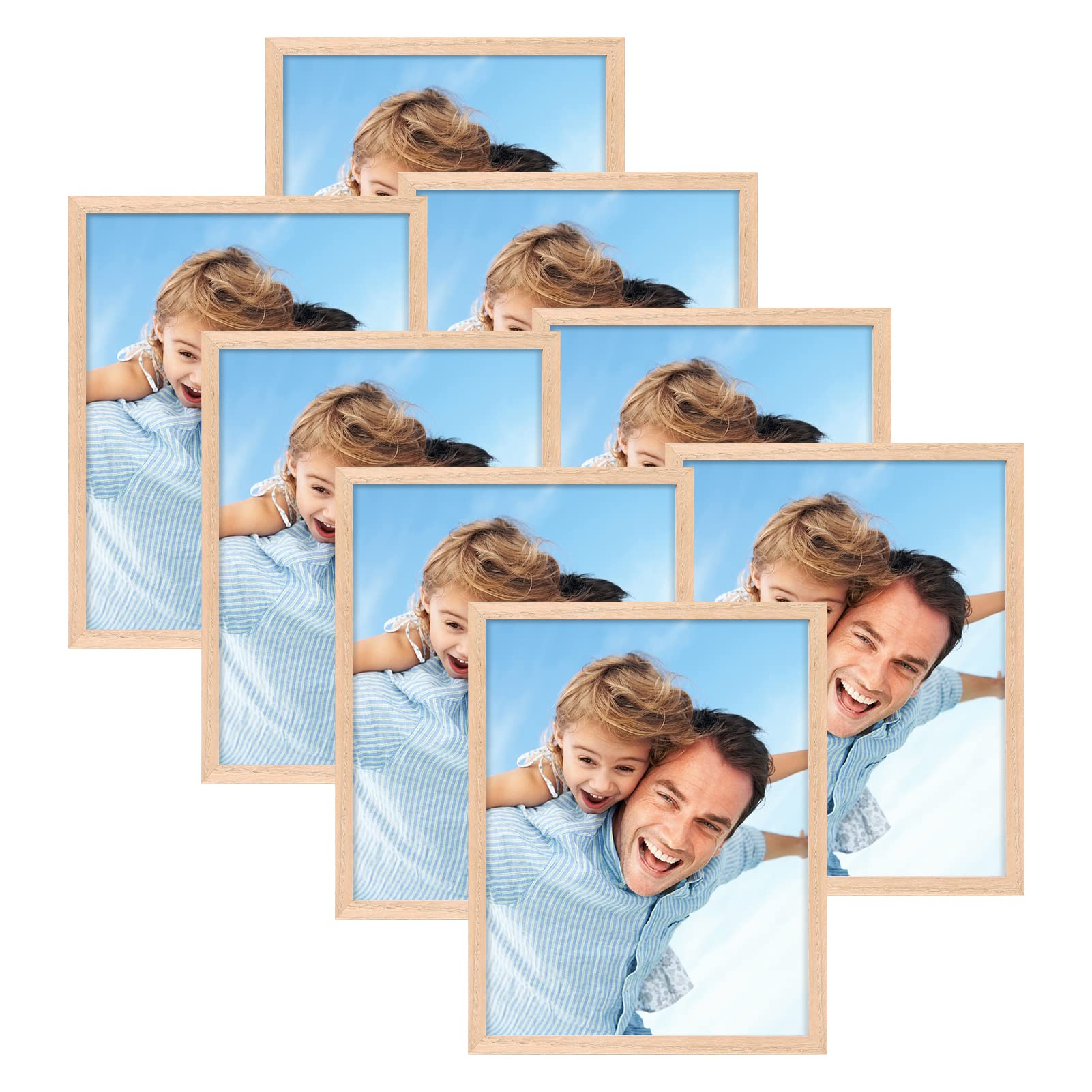 Buy 8x10 OAK Photo Frame,8 Pack Solid Wood Picture Frame, Equipped with