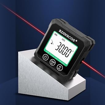RDINSCOS Rechargeable Angle Meter Magnetic Angle Gauge | 4-Side Strong Magnetic, LCD Backlight, Protractor Inclinometer, For Woodworking, Tablesaw, Construction, Machinery