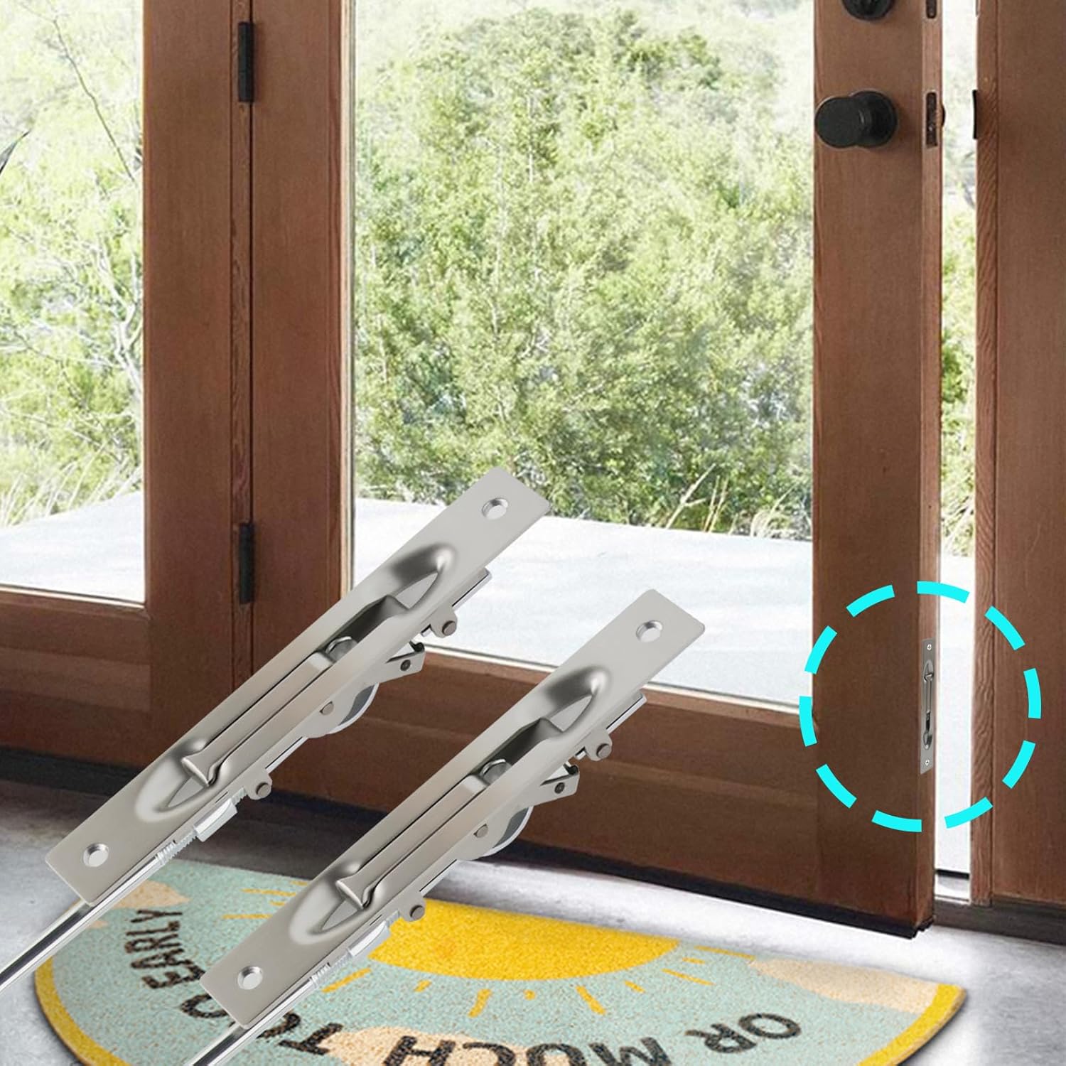 WDONAYドアフラッシュボルト、隠しステンレススチールドアボルト、ダブルドア用ヘビーデューティラッチフラッシュボルト、フレンチドア