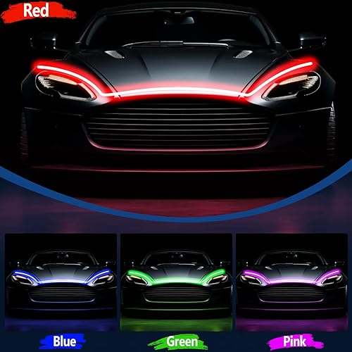 Miniatura 4 de Luces de capó de arranque de escaneo dinámico multicolor RGB de 71 pulgadas, tira de luz LED para capó de automóvil, tira de luz LED para faros