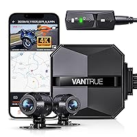 VANTRUE F1 4K+1080P Telecamera Moto Impermeabile IP67, 5GHz WiFi GPS Dash Cam Moto