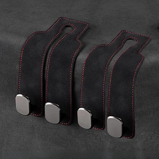 KRIJAM Car Seat Hooks, Car Seat Back Storage Hook Double Hook, Headrest Hooks for Car, Car Hooks for Purses and Bags (2, B...