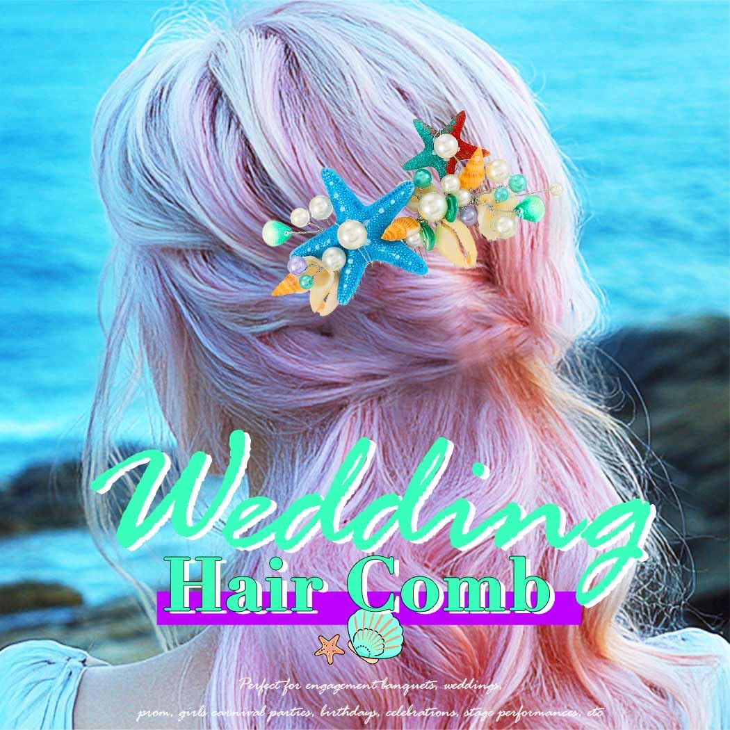 EVILD Mermaid Hair Accessories Starfish Hair Comb Wedding Hair Pieces for Women - Image 5