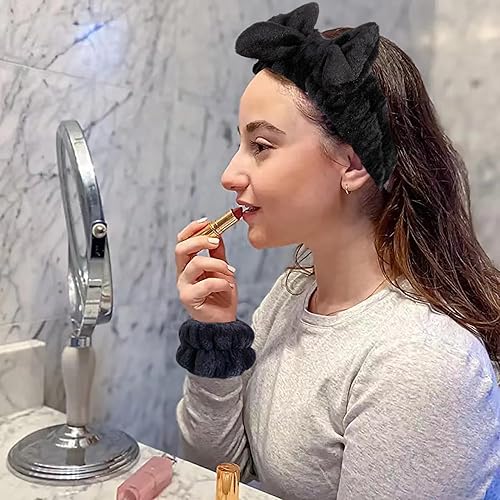 Miniatura 10 de Juego de 4 diademas con estampado de vaca para lavar, spa y cara, maquillaje de baño, bandas para el cabello de las tierras altas del oeste, regalos