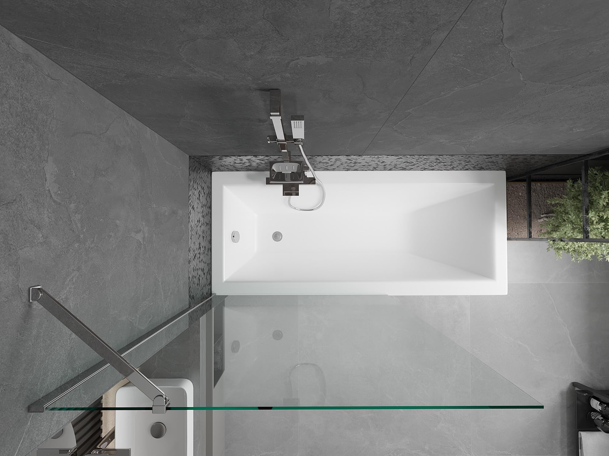 Mexen Cubik Rechteckige Badewanne 160 x 70 cm mit Verkleidung und einflügeliger Trennwand 100 cm